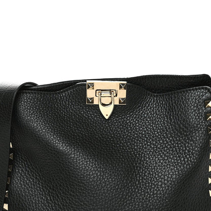 Valentino Garavani Pebbled Calfskin Large Rockstud Flip-Lock Messenger Bag Black 3 of 10