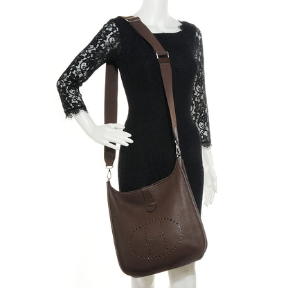 Hermes Taurillon Clemence Evelyne III PM Chocolate 2 of 8