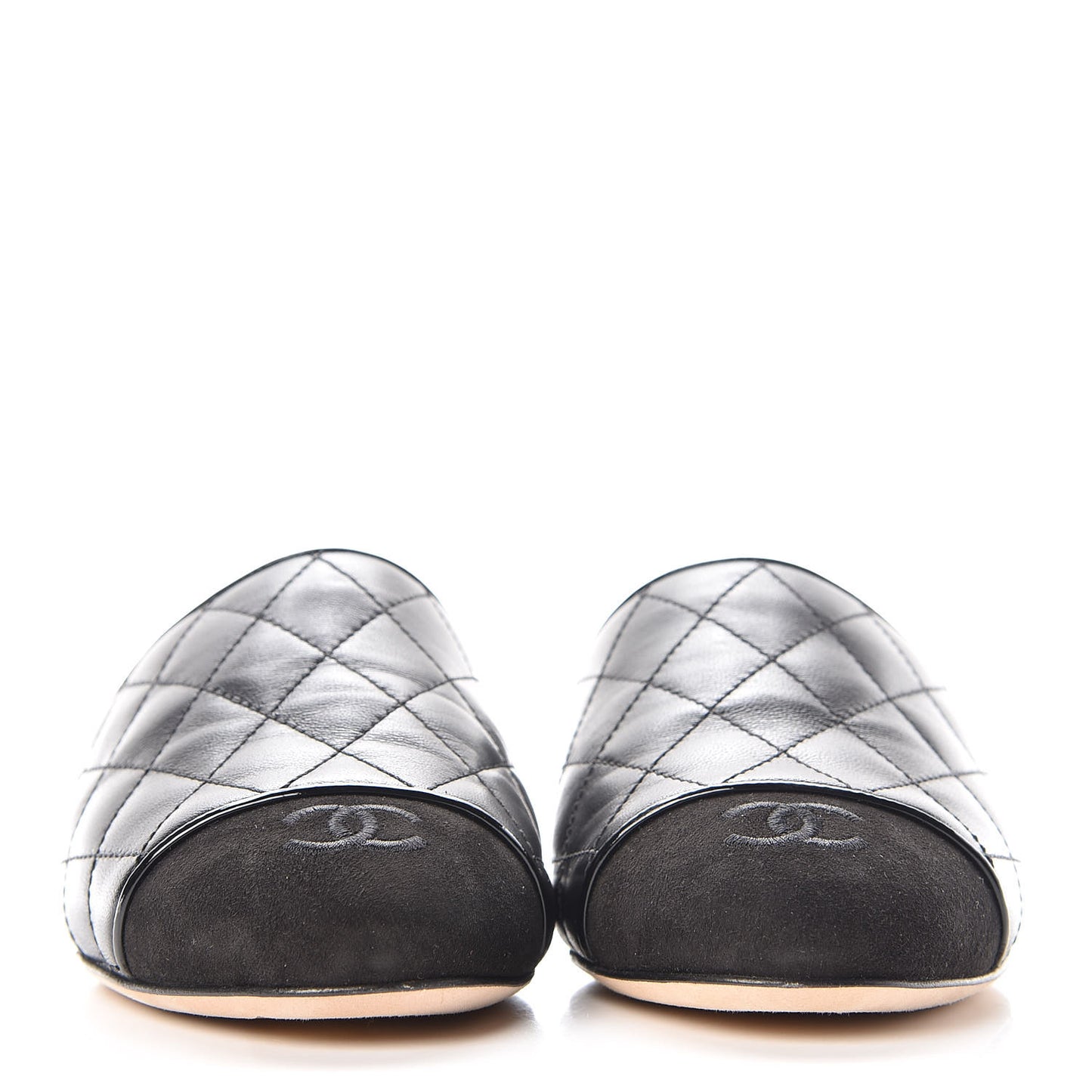 Lambskin Suede Quilted Mules 36 Black