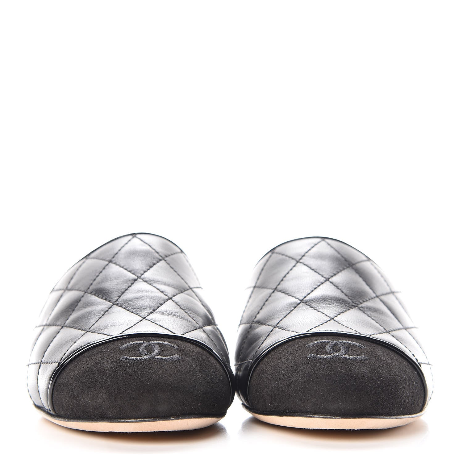 Chanel Lambskin Suede Quilted Mules 36 Black 2 of 9