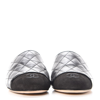 Chanel Lambskin Suede Quilted Mules 36 Black 2 of 9