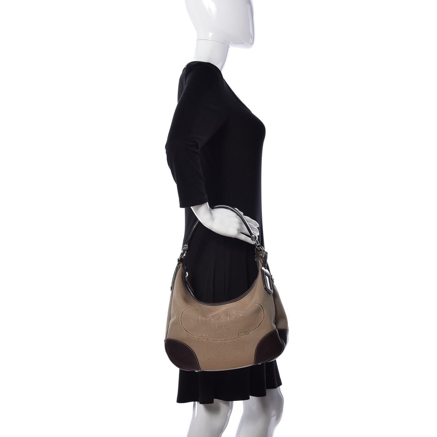 Prada Jacquard Logo Hobo Corda Bruciato 1 of 9