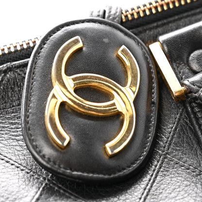 Chanel Calfskin Stitched Duffle Travel Bag Black 15 of 15