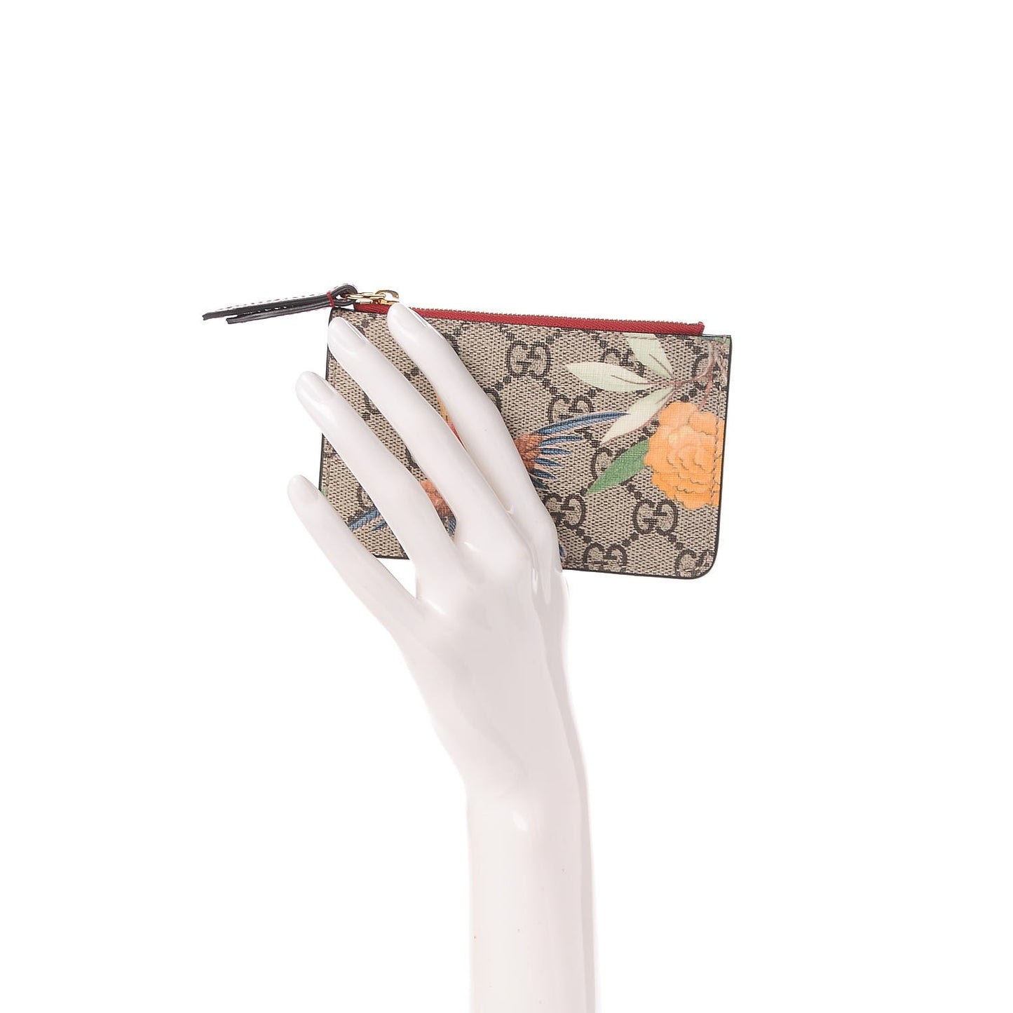 GG Supreme Monogram Tian Key Case Beige Multicolor Red