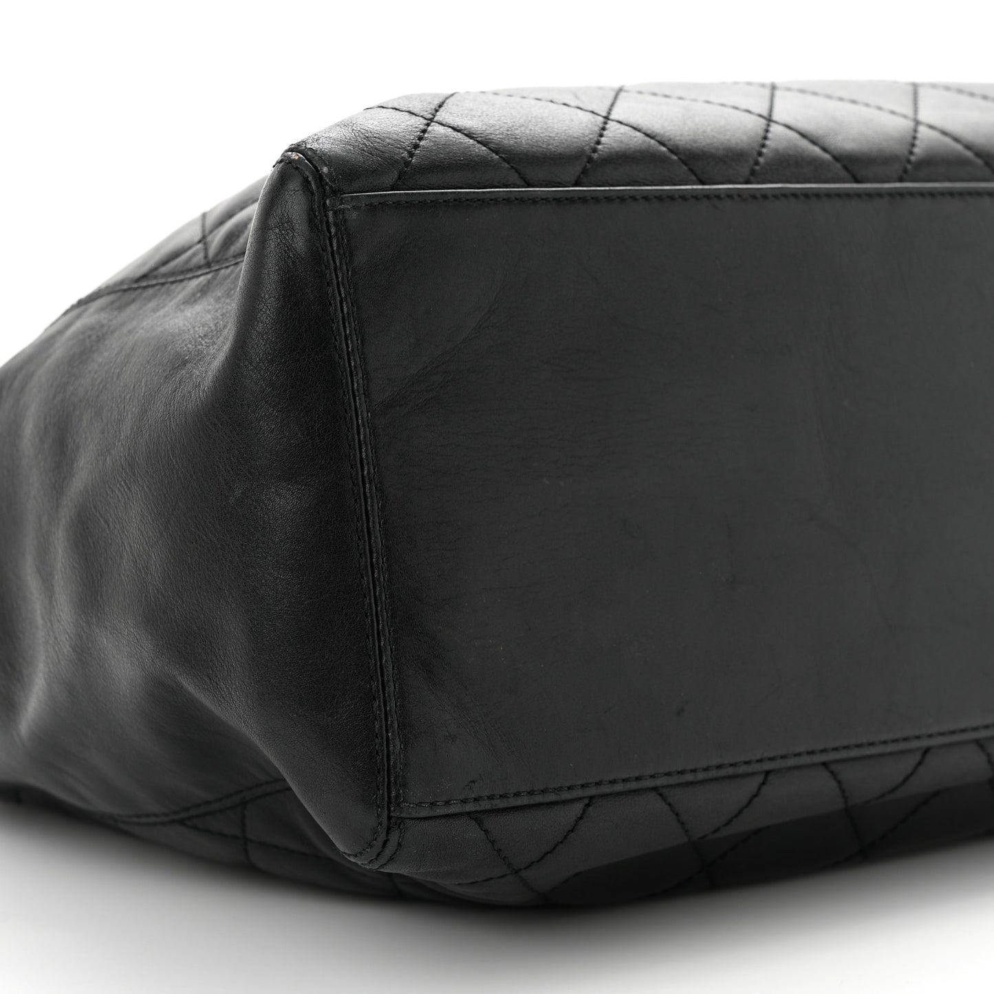 Lambskin Quilted Shopping Tote Black