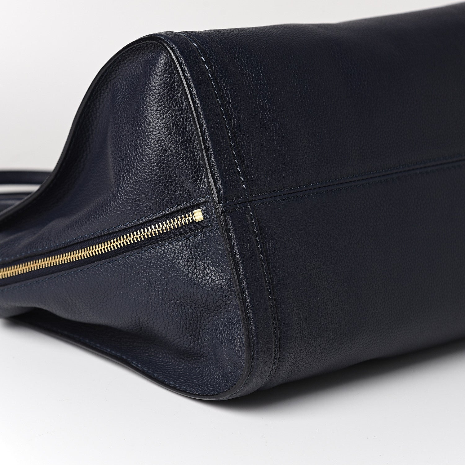 Alexander McQueen Pebbled Calfskin Large Skull Padlock Zip Around Tote Navy 7 of 8