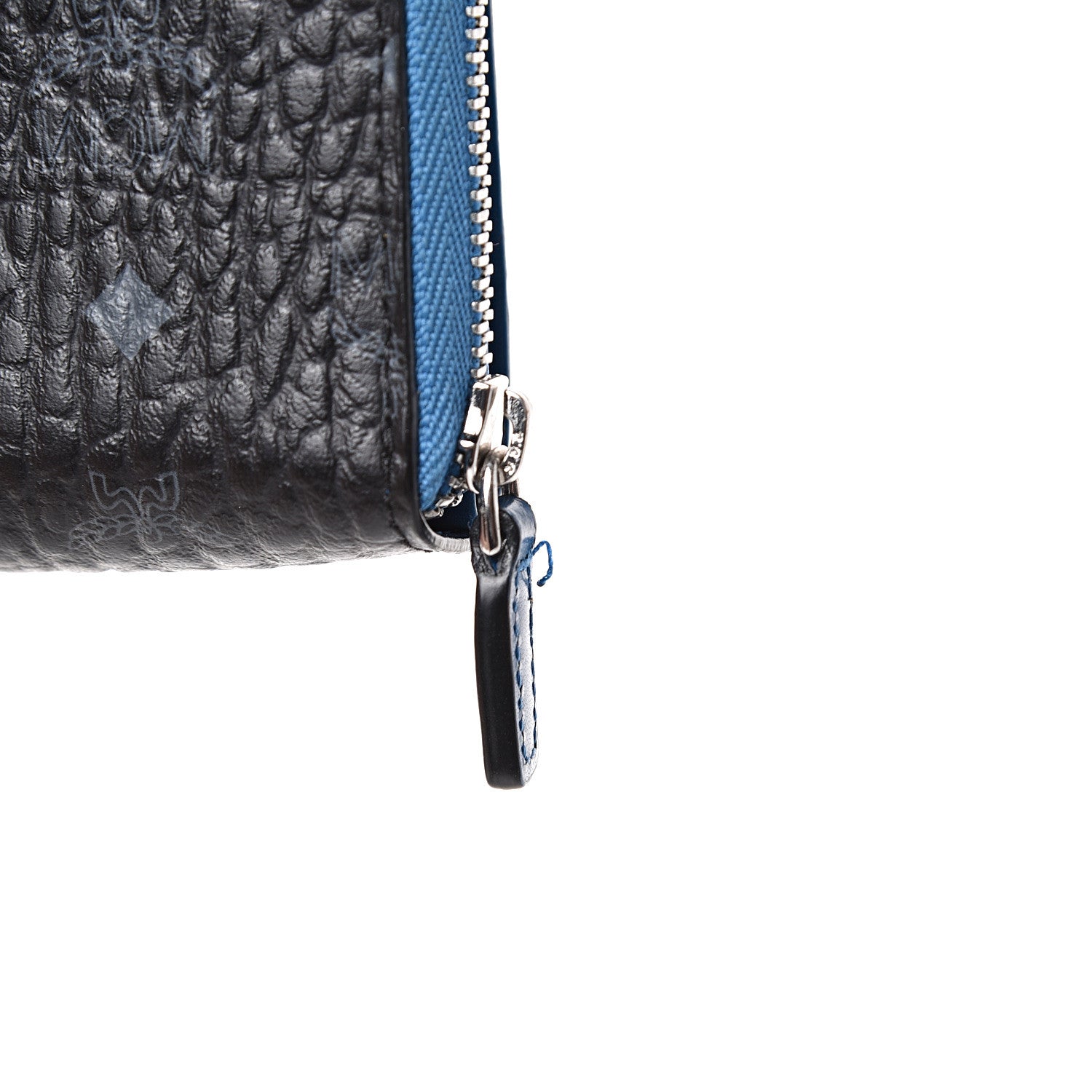 MCM Visetos Mini Zip Around Wallet Black Blue 9 of 10