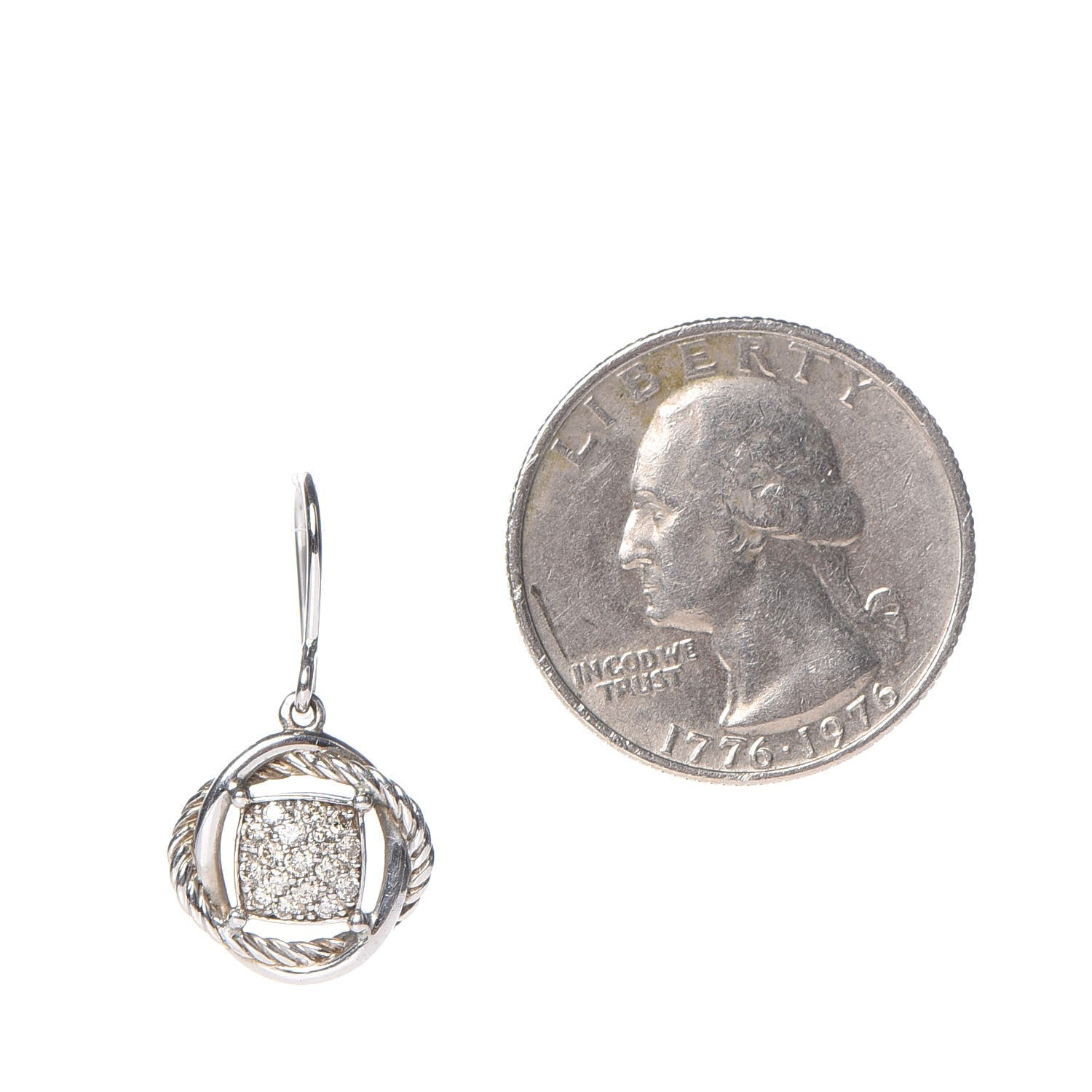 David Yurman Sterling Silver Diamond 13mm Infinity Drop Earrings 2 of 3