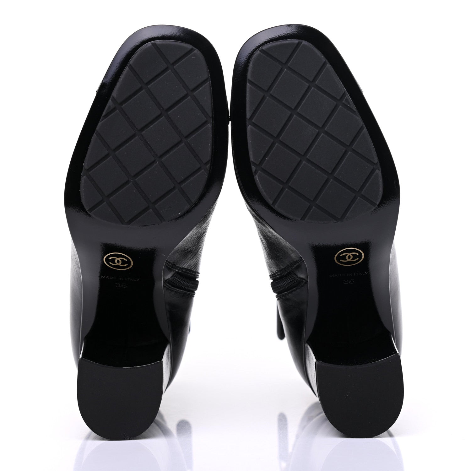 Chanel Crumpled Calfskin Cap Toe Chain Short Boots 36 Black 5 of 8