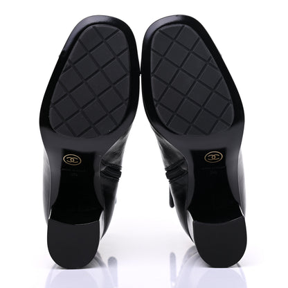 Chanel Crumpled Calfskin Cap Toe Chain Short Boots 36 Black 5 of 8