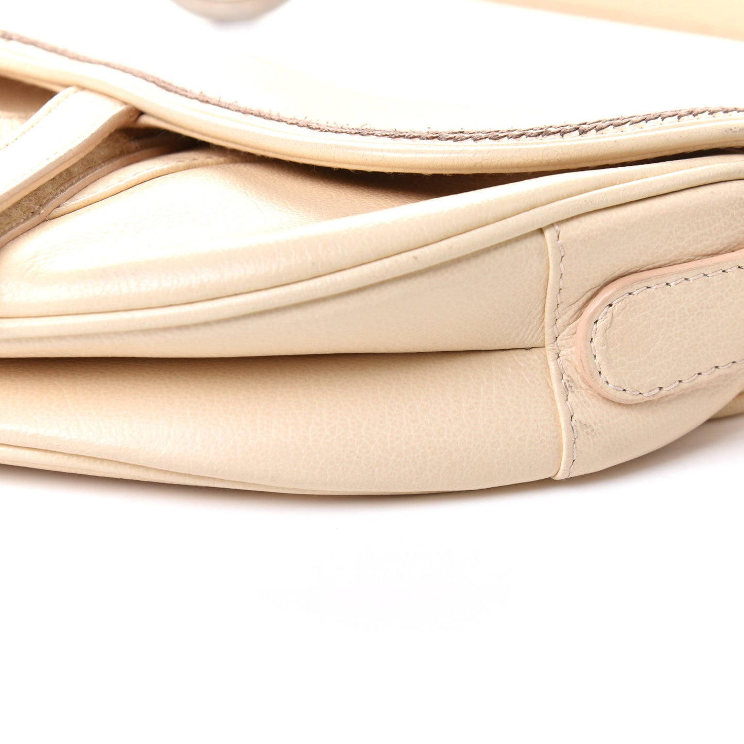Grained Calfskin Saddle Bag Beige