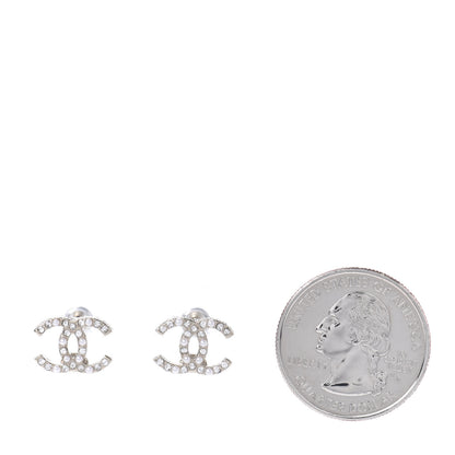Chanel Pearl Crystal CC Earrings Light Gold 2 of 5