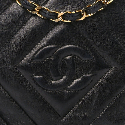 Chanel Lambskin Chevron Quilted Tassel Camera Case Black 9 of 11