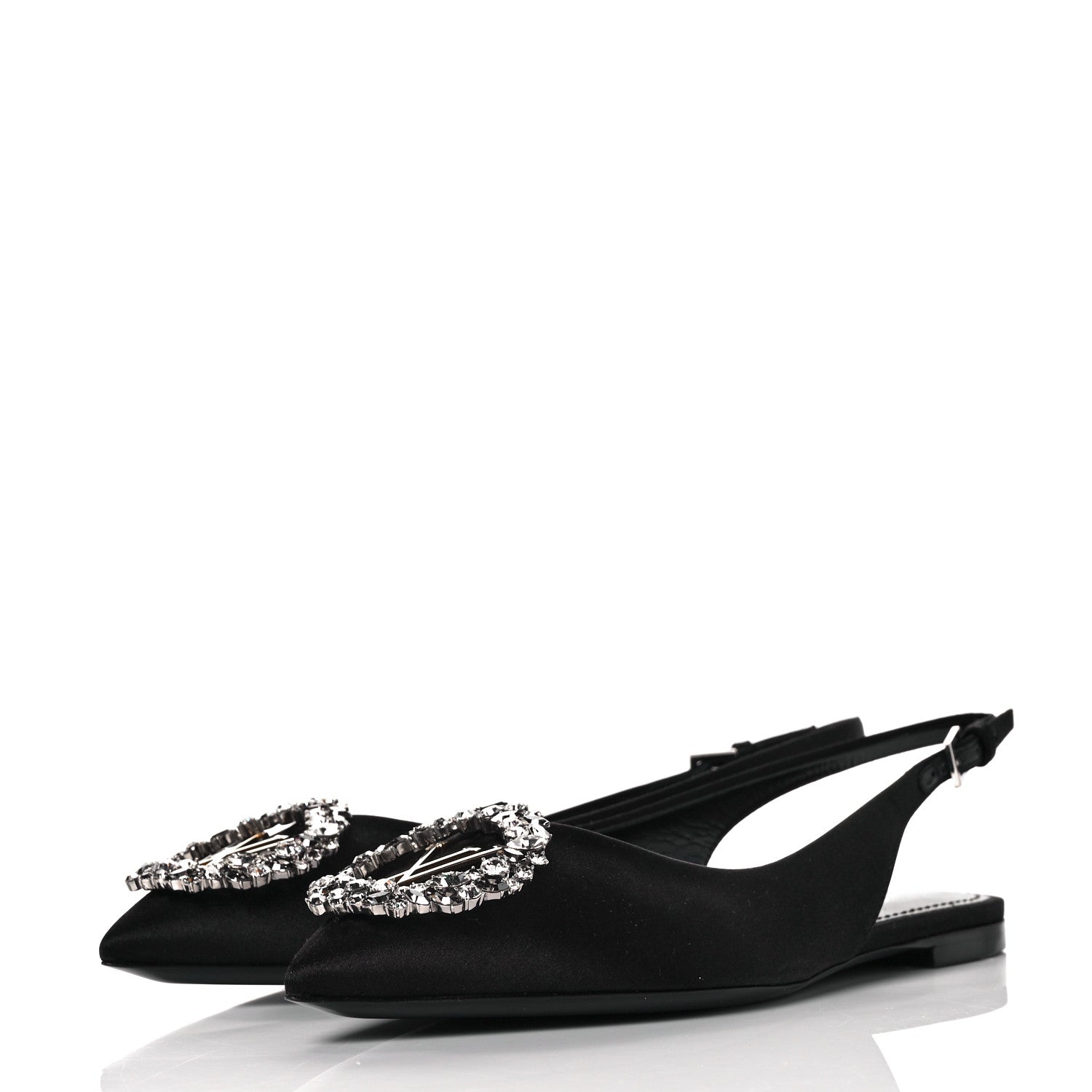 Louis Vuitton Satin Crystal Madeleine Slingback Ballerina Flats 36 Black 3 of 7