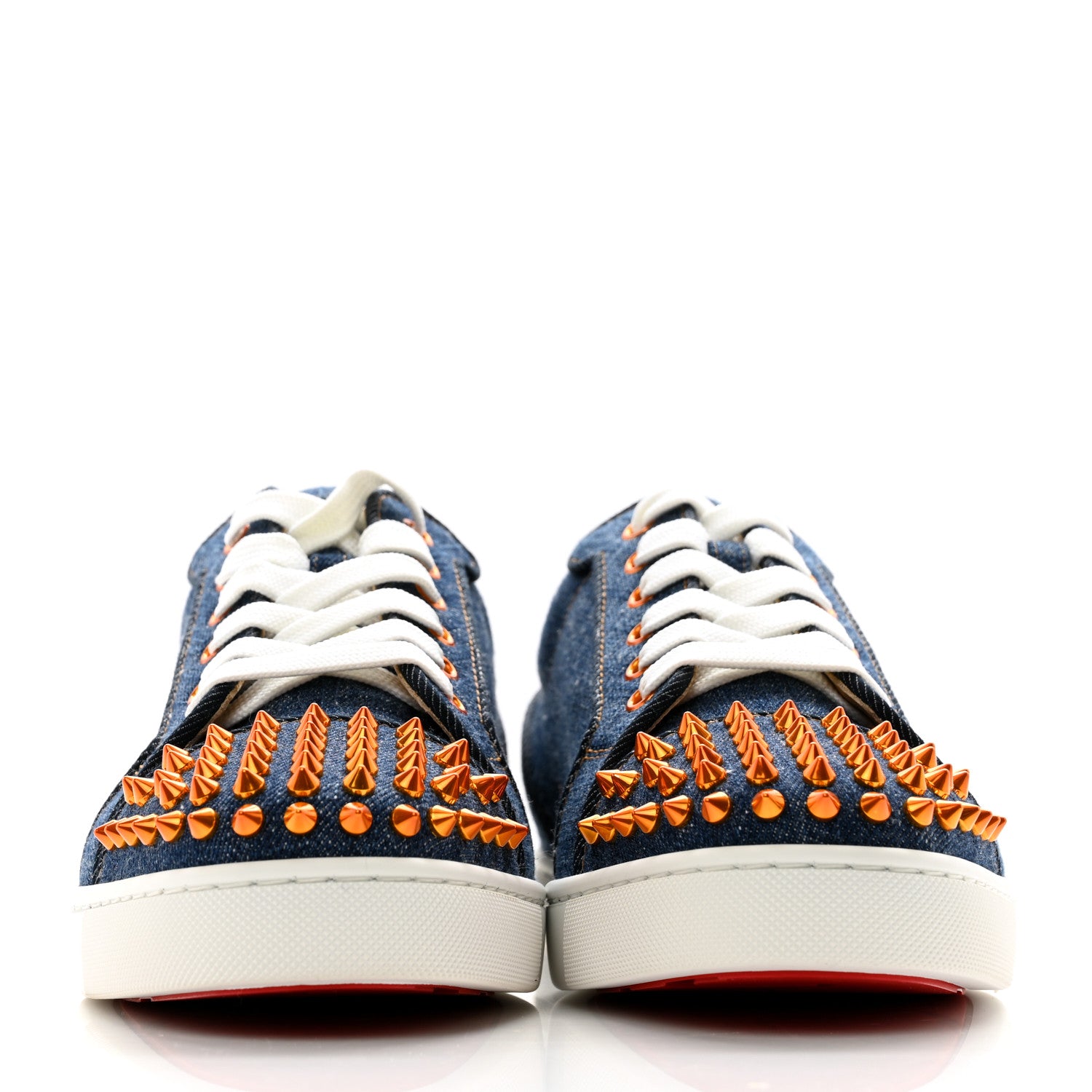 Christian Louboutin Denim Mens Louis Junior Spikes Flat Sneakers 41 Sabagold 2 of 10