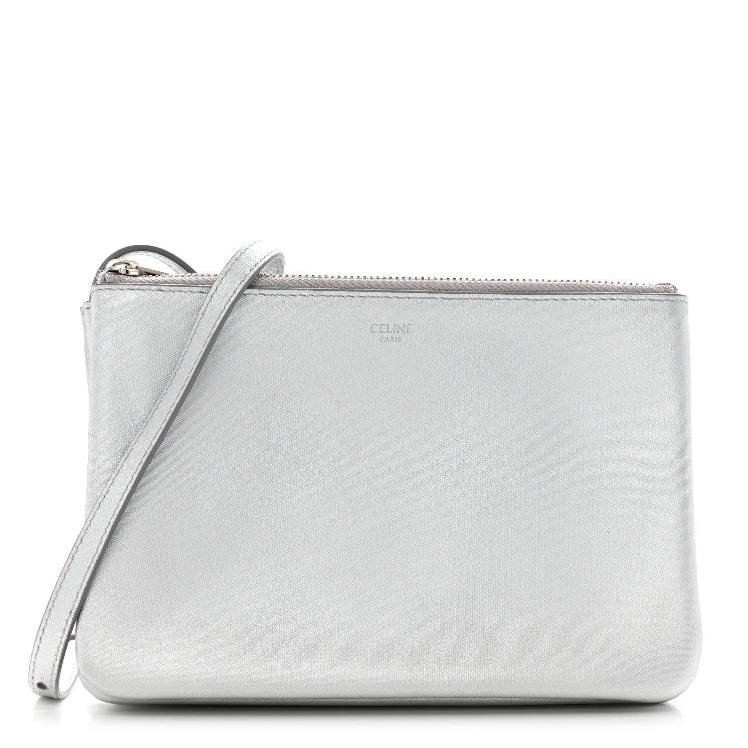 Celine Metallic Lambskin Small Trio Crossbody Bag Silver 1 of 14