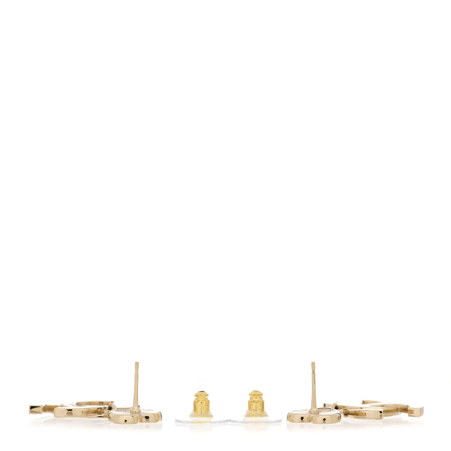 Metal Enamel CC Heart Drop Earrings Gold Black Pink