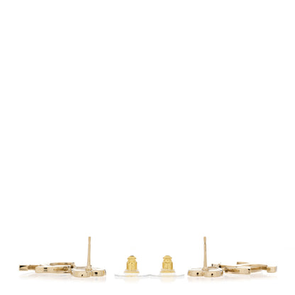 Chanel Metal Enamel CC Heart Drop Earrings Gold Black Pink 3 of 5