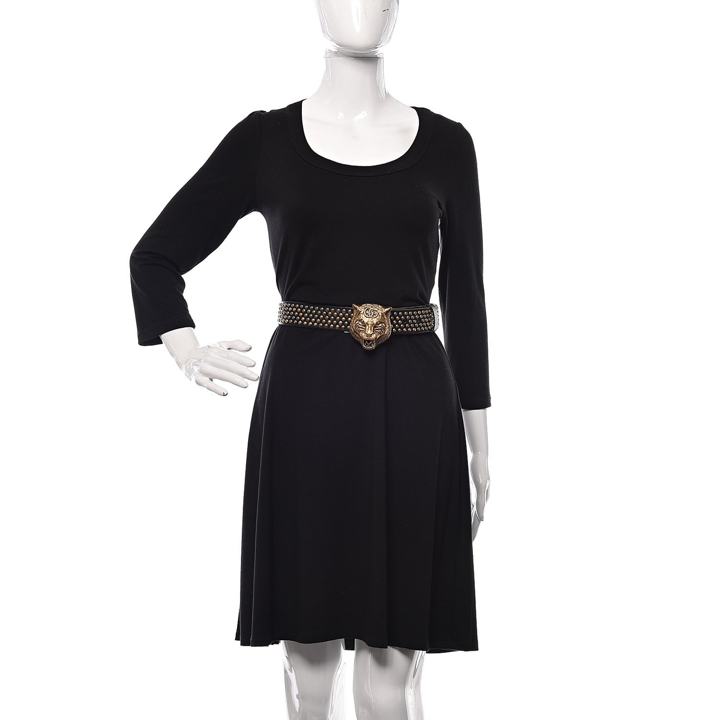 Calfskin Studded Feline Belt 100 40 Black