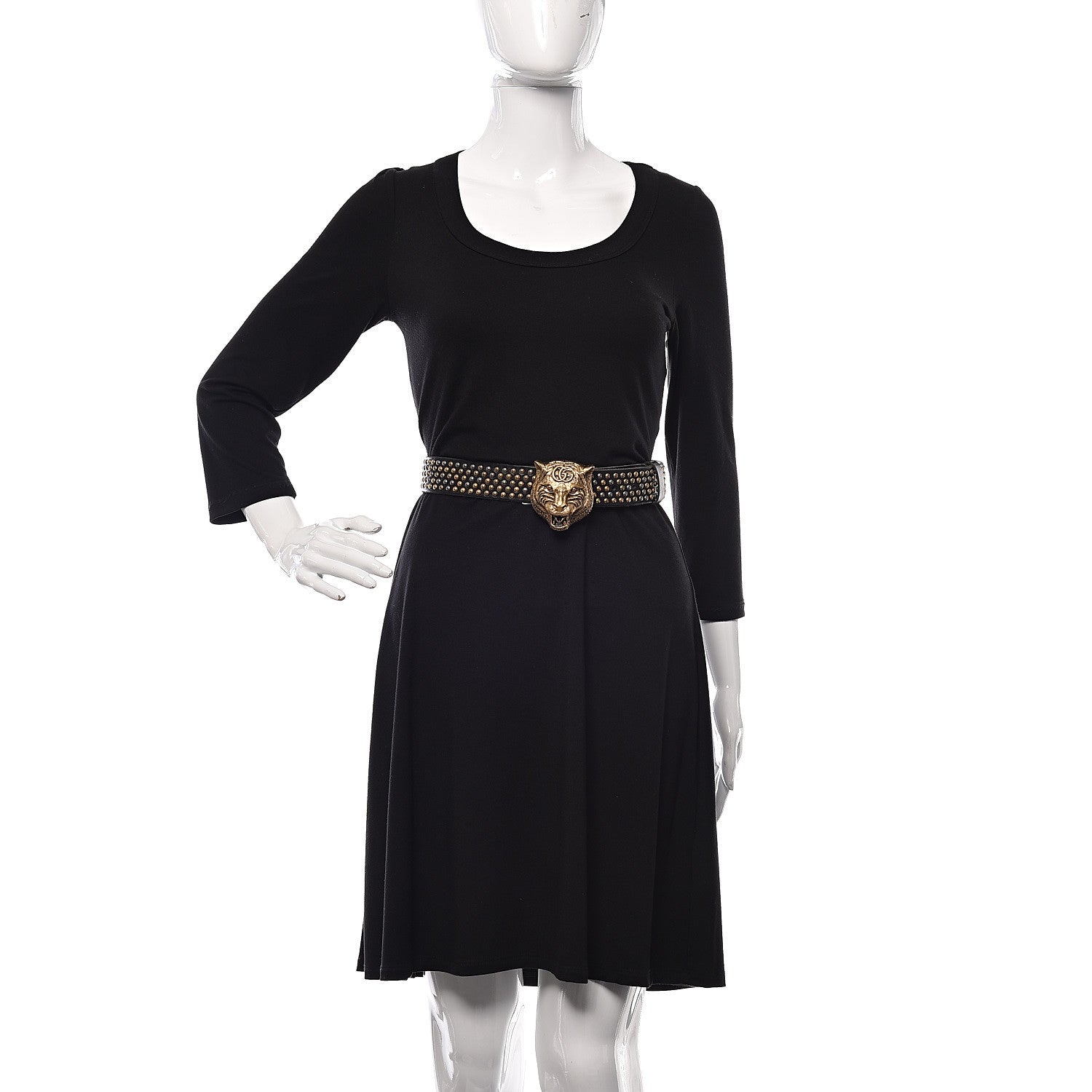 Gucci Calfskin Studded Feline Belt 100 40 Black 2 of 6