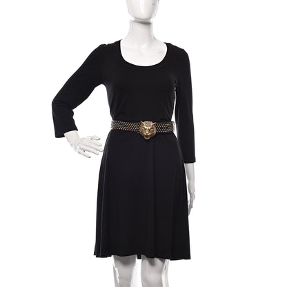 Gucci Calfskin Studded Feline Belt 100 40 Black 2 of 6