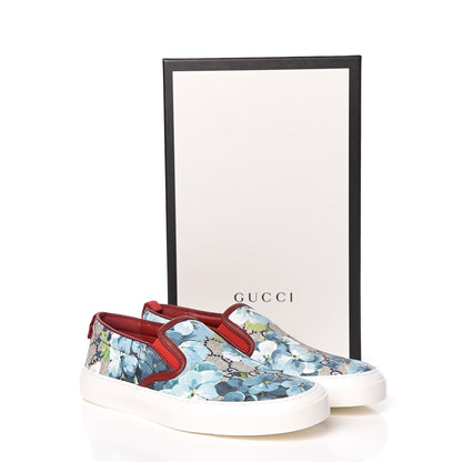 Gucci GG Supreme Monogram Blooms Womens Slip On Sneakers 37 Beige Blue Navy Red 10 of 10