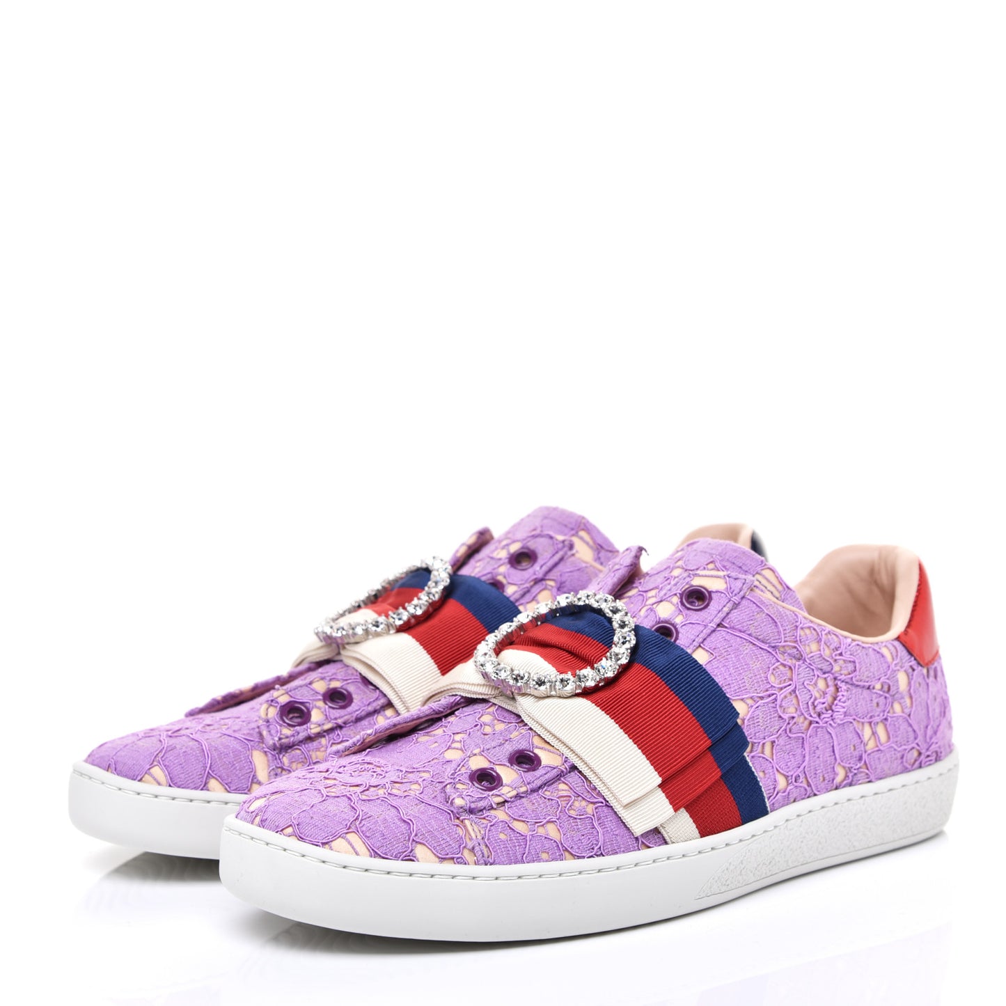 Lace Crystal Sylvie Web Flower Leaf Womens Ace Sneakers 36.5 Wisteria Perfect Pink