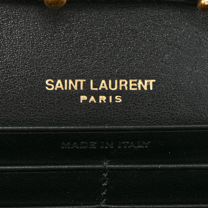Saint Laurent Calfskin Crocodile Embossed Cassandre Wallet On Chain WOC Black 8 of 12
