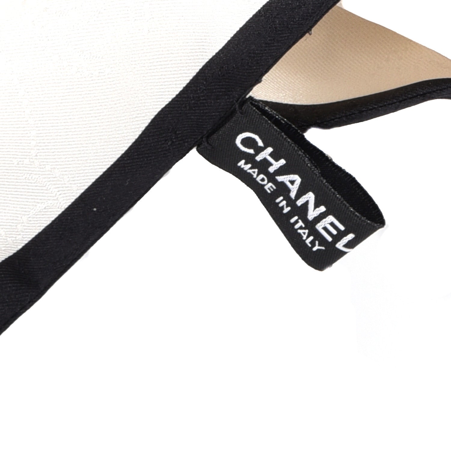Chanel Silk Twill Hair Tie Ivory Black 8 of 8