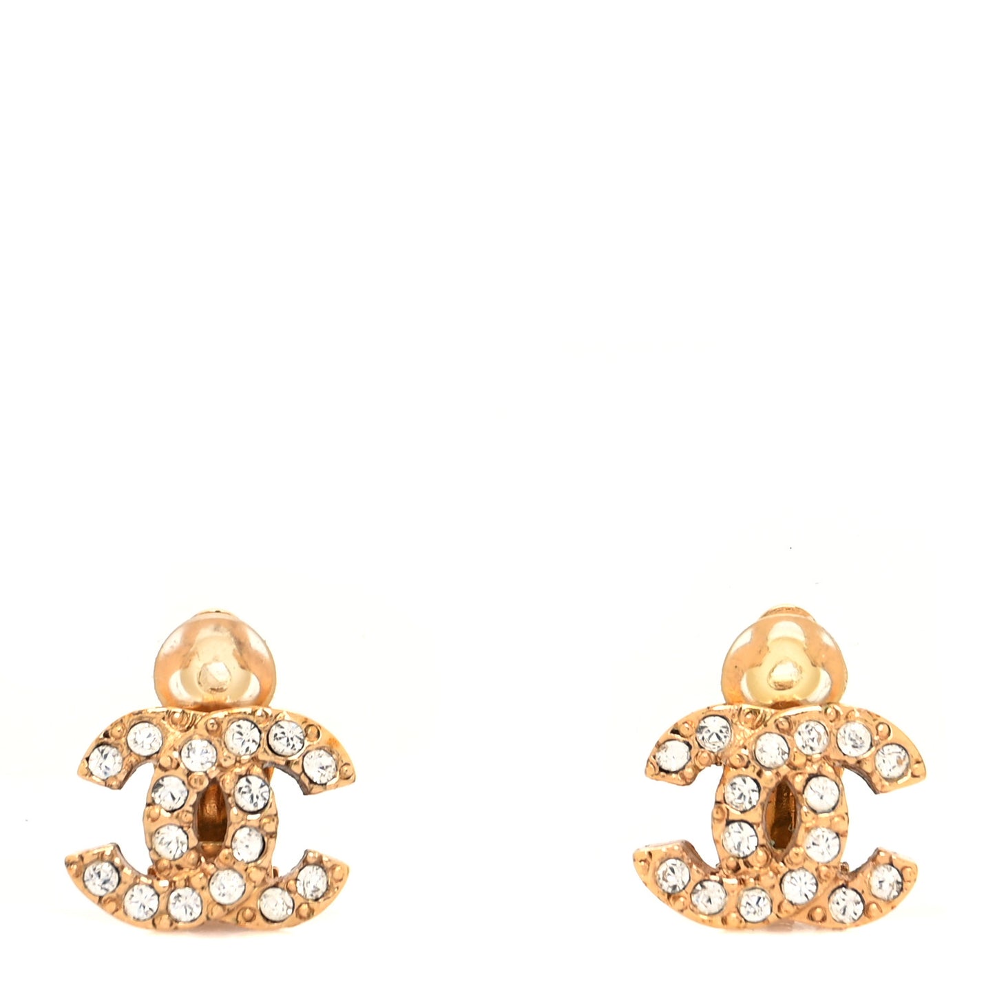 Crystal CC Clip On Earrings Gold