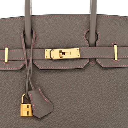 Hermes Togo Horseshoe Birkin 30 Etoupe Rose Pourpre 8 of 11