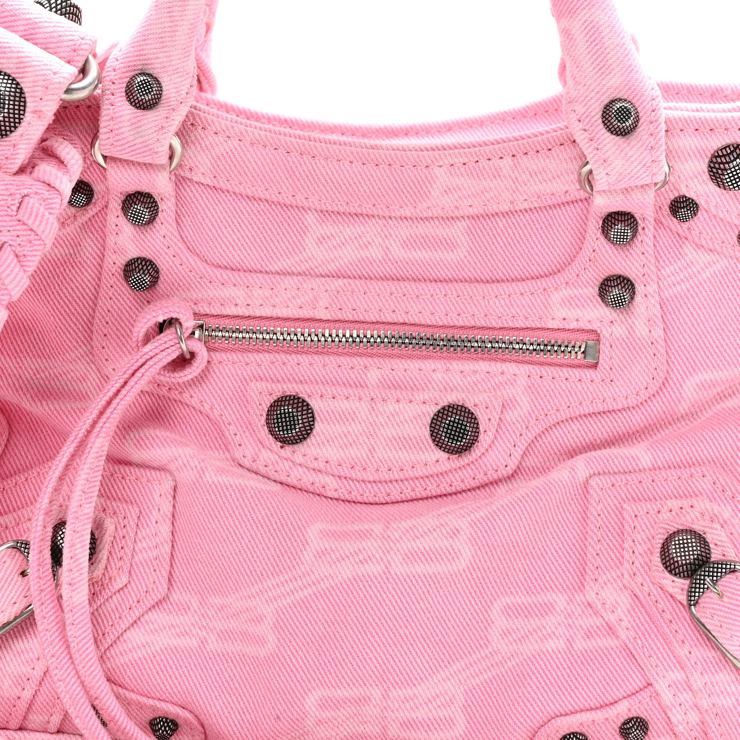 Balenciaga Denim BB Monogram Neo Cagole Handbag XS Pink 9 of 11