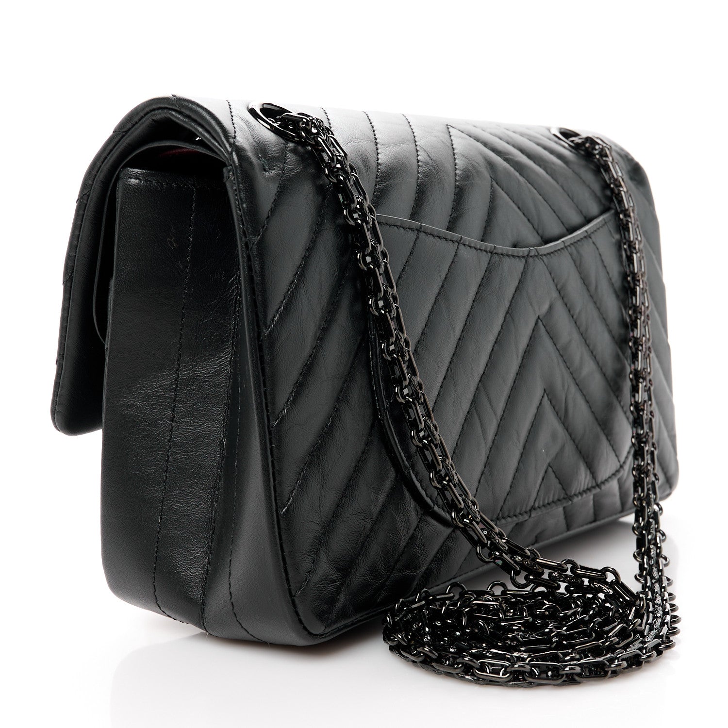 Chanel Aged Calfskin Chevron Quilted 2.55 Reissue 225 Flap So Black 2 of 9