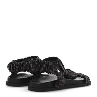 Fendi Satin FF Ruched Sandals 40 Tobacco Black 5 of 9