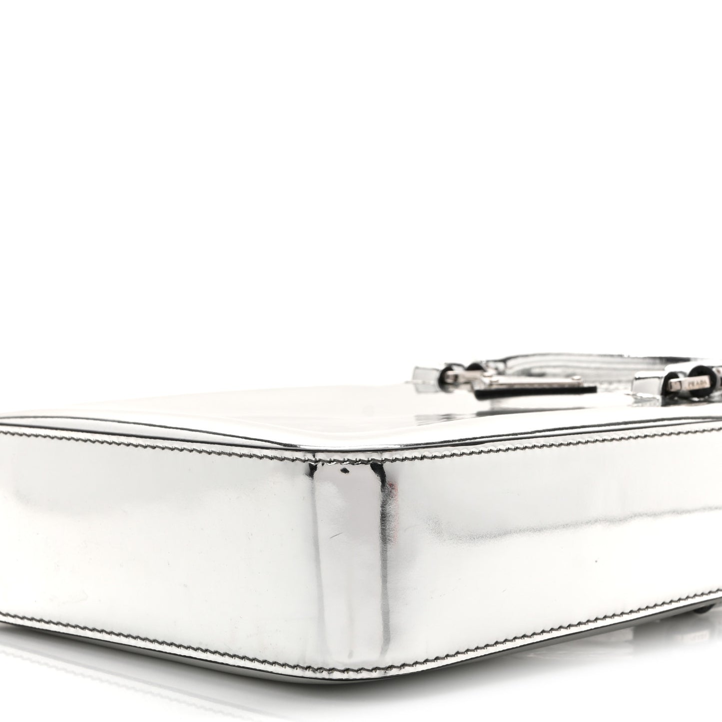 Spazzolato Triangle Small Double Handle Crossbody Tote Argento