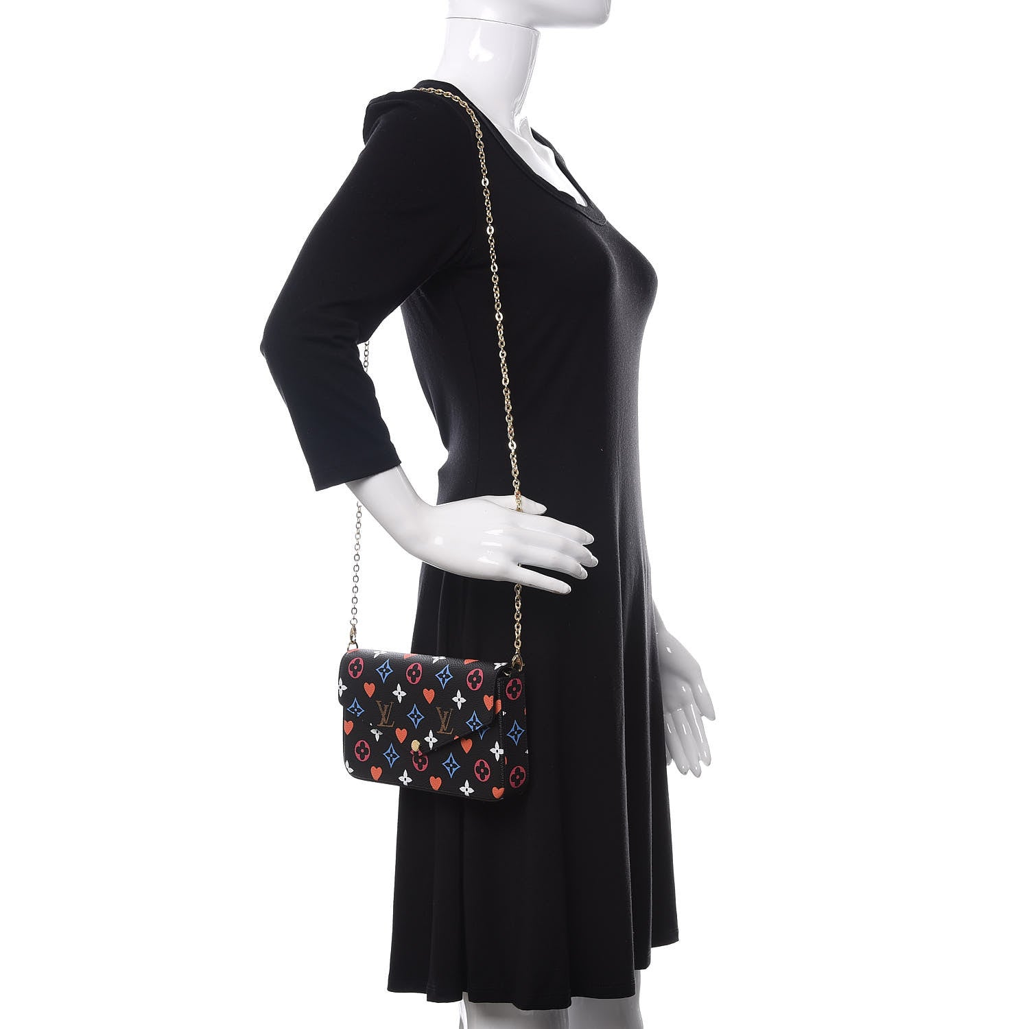 Louis Vuitton Game On Felicie Chain Wallet Black 2 of 10