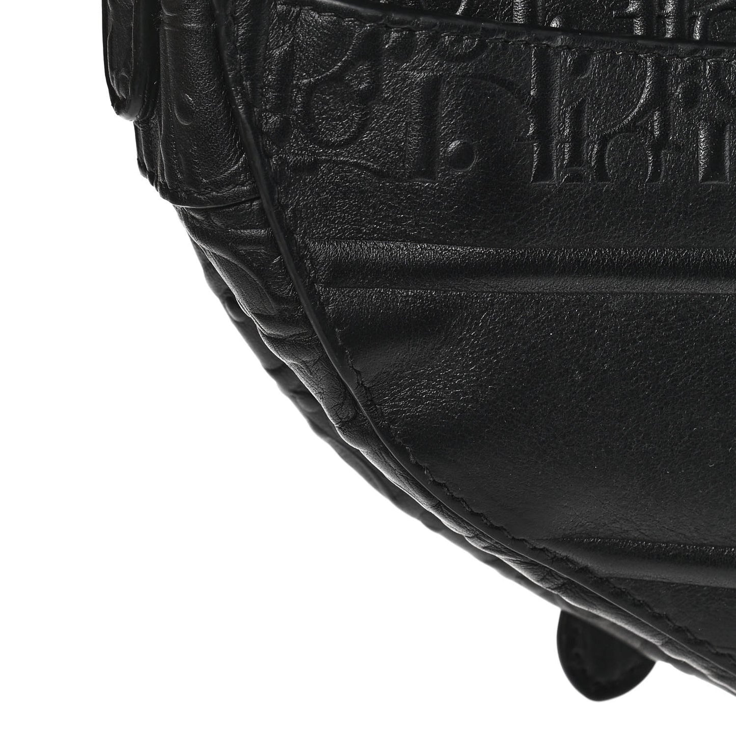 Calfskin Embossed Oblique Saddle Bag Black