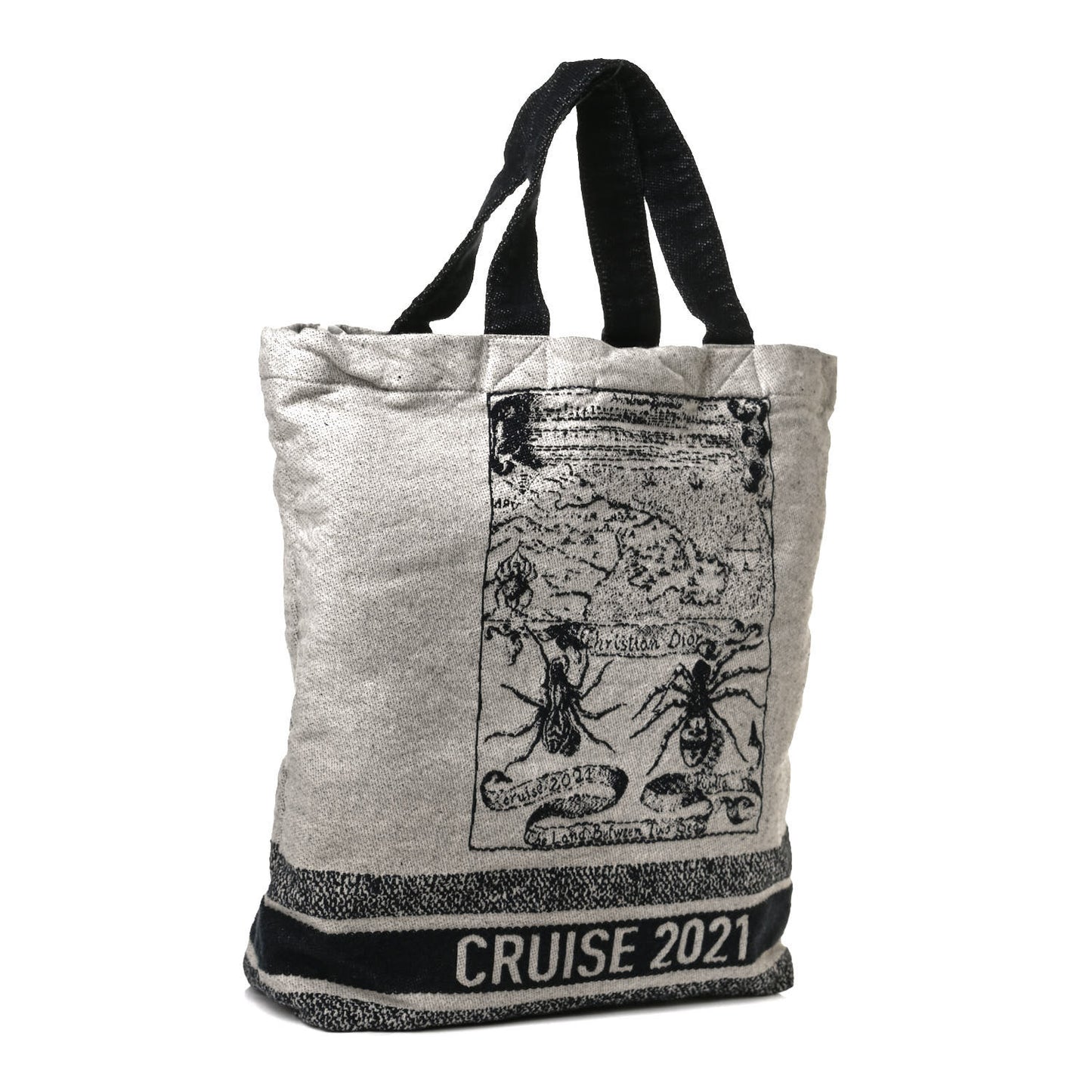 Canvas Print Cruise Tote Ivory Black