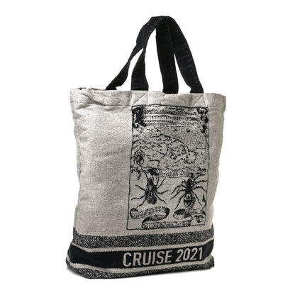 Christian Dior Canvas Print Cruise Tote Ivory Black 3 of 11