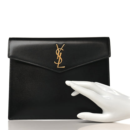 Saint Laurent Smooth Shiny Calfskin Monogram Uptown Baby Pouch Black 2 of 7
