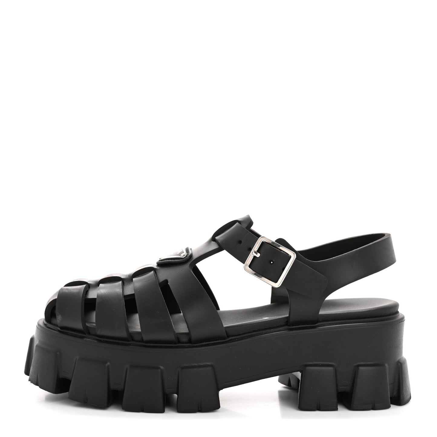 Foam Rubber Triangle Logo Monolith 55mm Cage Sandals 38 Black