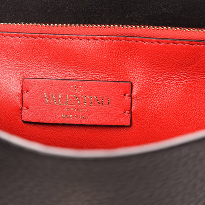 Valentino Garavani Pebbled Calfskin Rockstud Flip Lock Flap Messenger Black 5 of 8