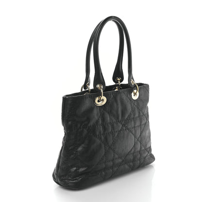 Christian Dior Coated Canvas Cannage Large Dior Soft Shopping Tote Black 3 of 8