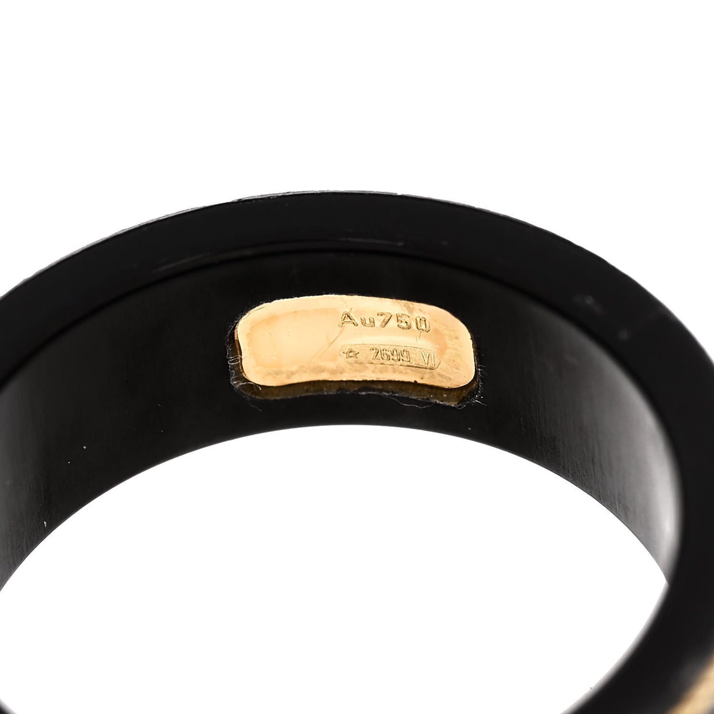 Black Synthetic Corundum 18K Yellow Gold Interlocking G Band Ring 56 7.75
