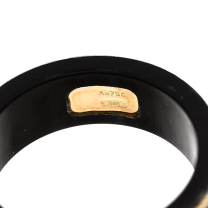 Gucci Black Synthetic Corundum 18K Yellow Gold Interlocking G Band Ring 56 7.75 6 of 8