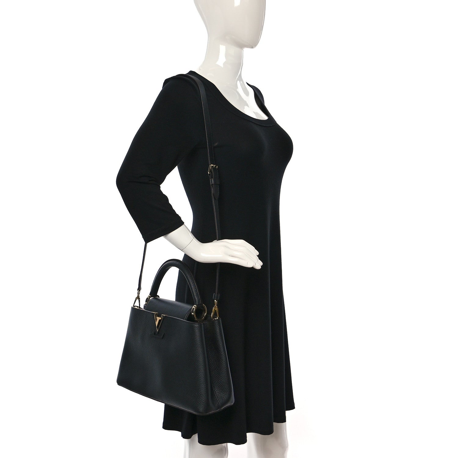 Louis Vuitton Taurillon Capucines PM Black 2 of 8