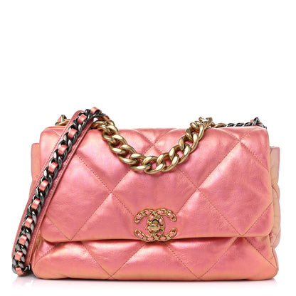 Chanel Iridescent Lambskin Quilted Large Chanel 19 Flap Pink 1 of 10