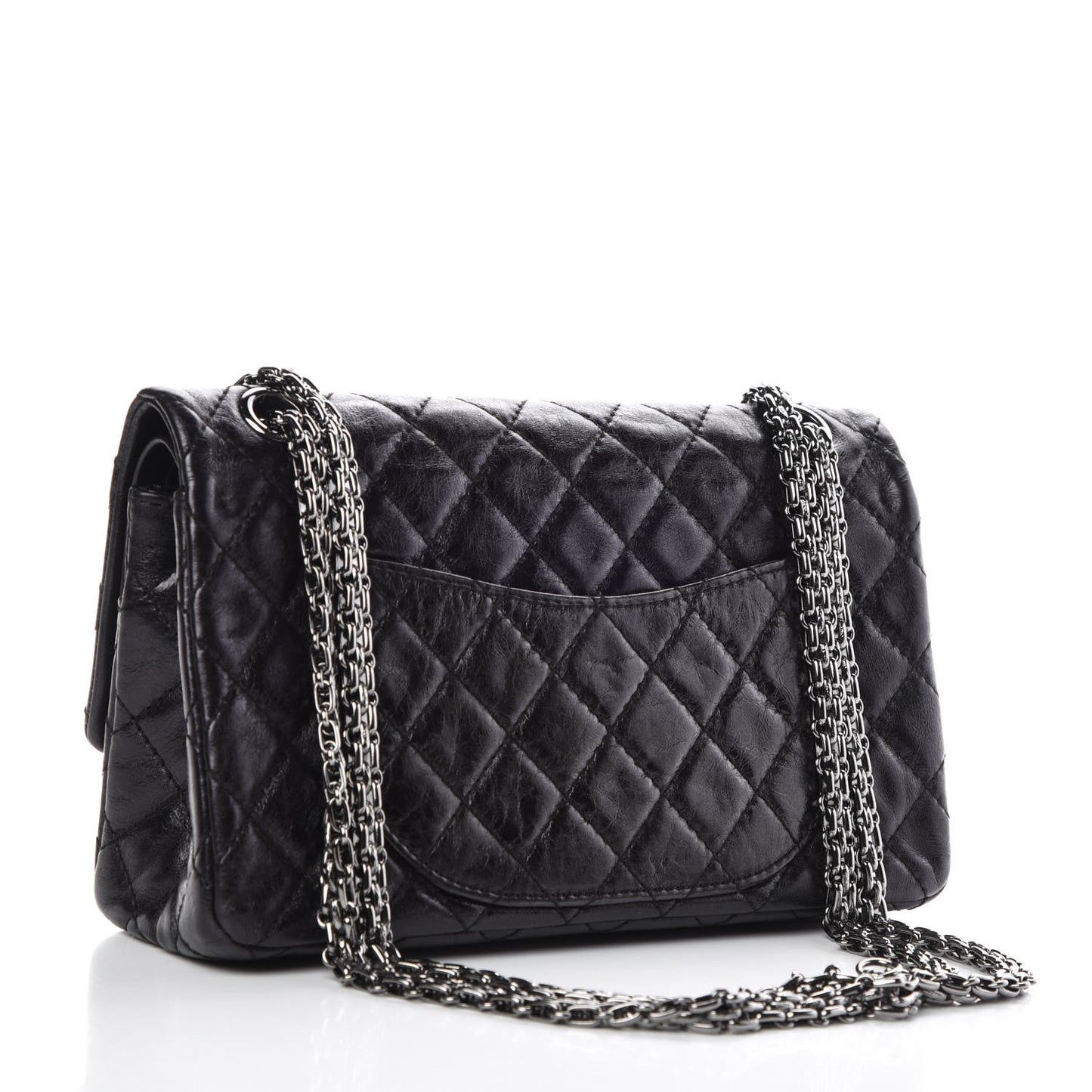 Metallic Aged Calfskin Quilted 2.55 Reissue 225 Flap Black