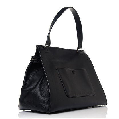 Celine Grained Calfskin Medium Edge Shoulder Bag Black 2 of 12