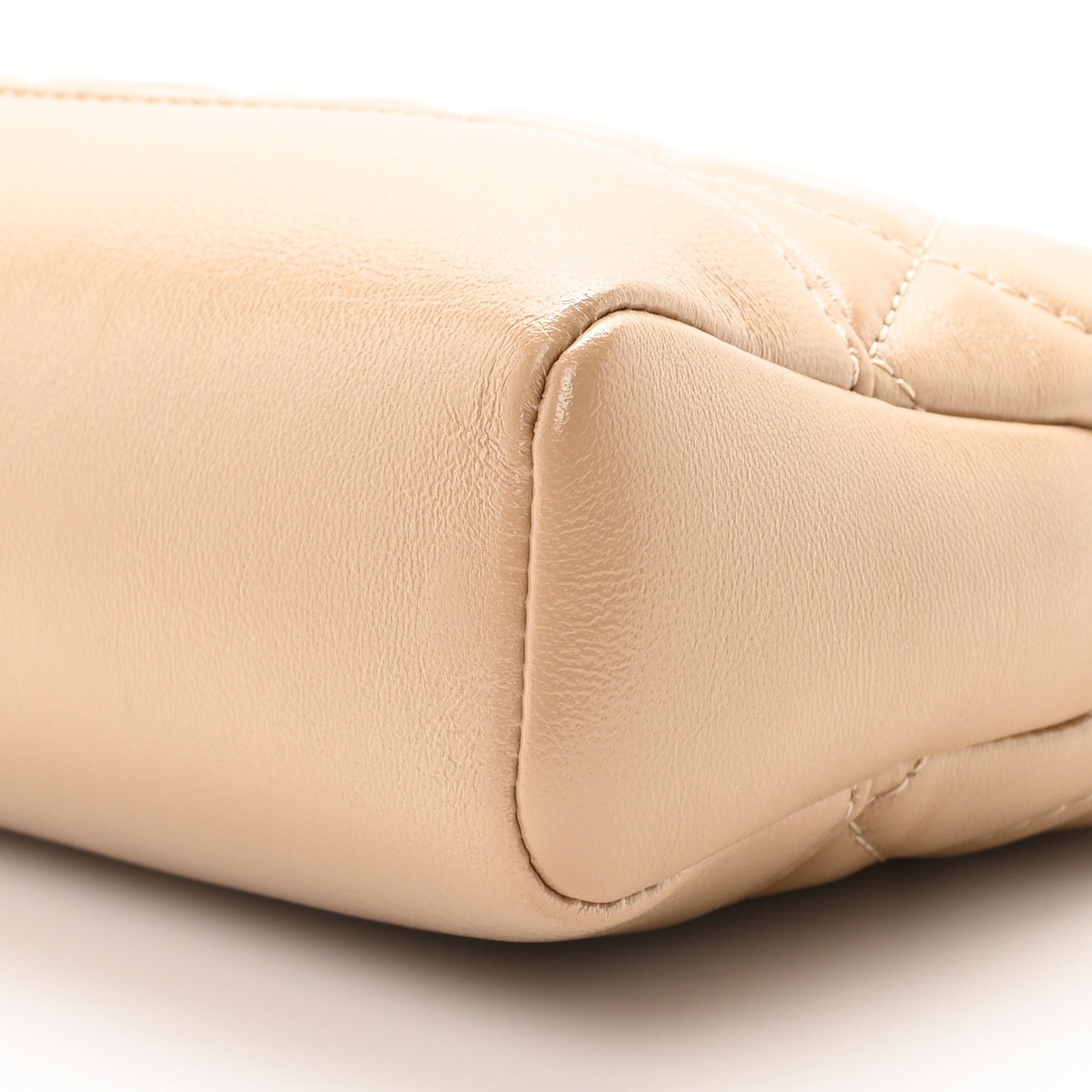 Shiny Lambskin Quilted Mini 31 Shopping Bag Beige